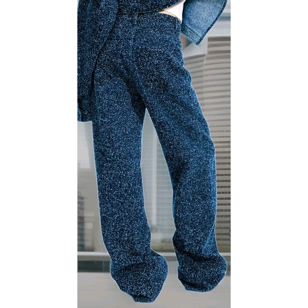 H&M Wide Leg Jeans Size 20 Women's 42x39 Long Dark Wash Boucle Plus Size Rare